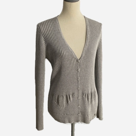 Escada Cardigan Sweater Silver Metallic Size XL Luxury Old Money - Picture 1 of 12